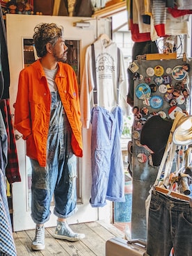 「アイテム（カバーオール）」を使った、ataco garageさん（メンズ・173cm・30代）の秋コーディネート