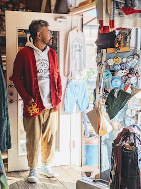 「L.L.Bean（エルエルビーン）のアイテム（パンツ）」を使った、ataco garageさん（メンズ・173cm）の秋コーディネート