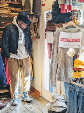 「L.L.Bean（エルエルビーン）のアイテム（パンツ）」を使った、ataco garageさん（メンズ・173cm）の冬コーディネート