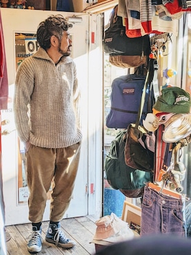 「L.L.Bean（エルエルビーン）のアイテム（パンツ）」を使った、ataco garageさん（メンズ・173cm）の冬コーディネート