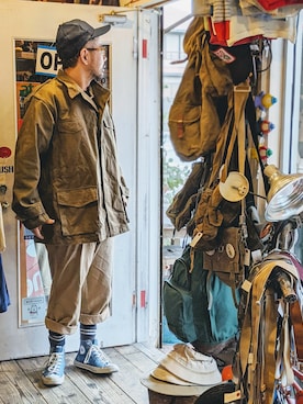 「アイテム（ミリタリージャケット）」を使った、ataco garageさん（メンズ・173cm・30代）の冬コーディネート