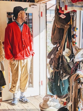 「アイテム（カーディガン/ボレロ）」を使った、ataco garageさん（メンズ・173cm・40代）の春コーディネート