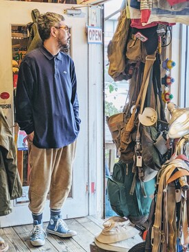 「アイテム（ポロシャツ）」を使った、ataco garageさん（メンズ・173cm・40代）の春コーディネート