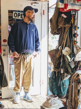 「アイテム（ポロシャツ）」を使った、ataco garageさん（メンズ・173cm・40代）の春コーディネート