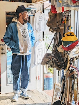 「ワッペン」｜「アイテム（ナイロンジャケット）」を使った、ataco garageさん（メンズ・173cm）の春コーディネート