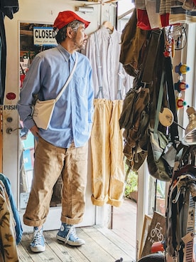 「アイテム（カーゴパンツ）」を使った、ataco garageさん（メンズ・173cm・30代）の春コーディネート