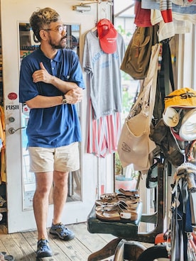 「アイテム（ポロシャツ）」を使った、ataco garageさん（メンズ・173cm・40代）の夏コーディネート