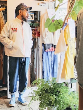 「--（--）のアイテム（ブルゾン）」を使った、ataco garageさん（メンズ・173cm）の春コーディネート