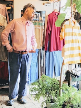 「FRUIT OF THE LOOM（フルーツオブザルーム）のアイテム（シャツ/ブラウス）」を使った、ataco garageさん（メンズ・173cm）の春コーディネート