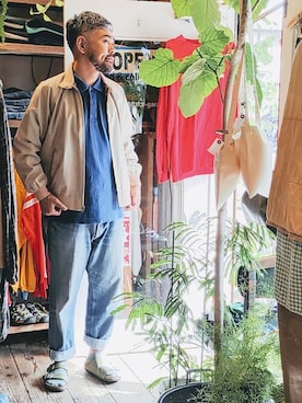 「LACOSTE」｜「アイテム（ブルゾン）」を使った、ataco garageさん（メンズ・173cm）の秋コーディネート