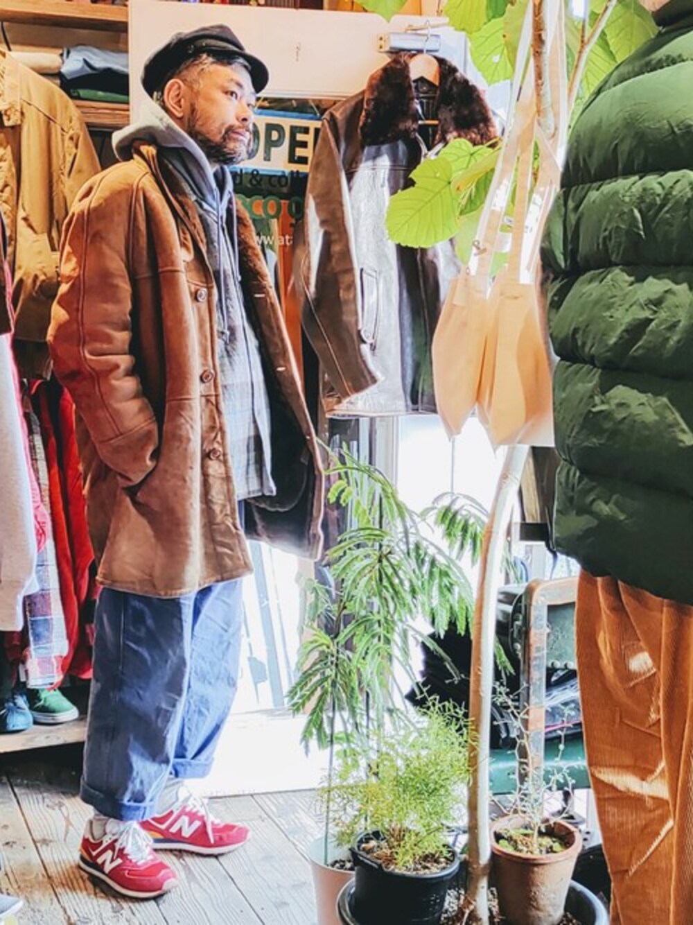 の「60s 70s スペイン製 SHEARLING シープスキン ムートン レザー 