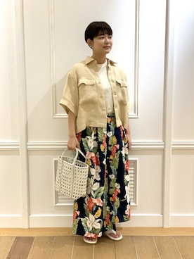 「ISLAND SLIPPER（アイランドスリッパ）のアイテム」を使った、ヒキタさん（レディース・156cm）の夏コーディネート