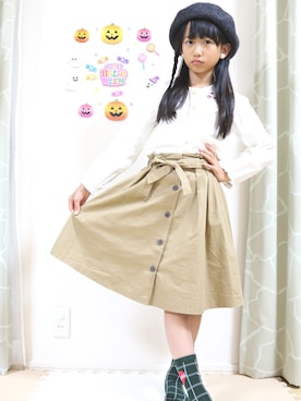 「axes femme（アクシーズファム）のアイテム（トップス）」を使った、あっちゃんさん（キッズ・133cm）の秋コーディネート