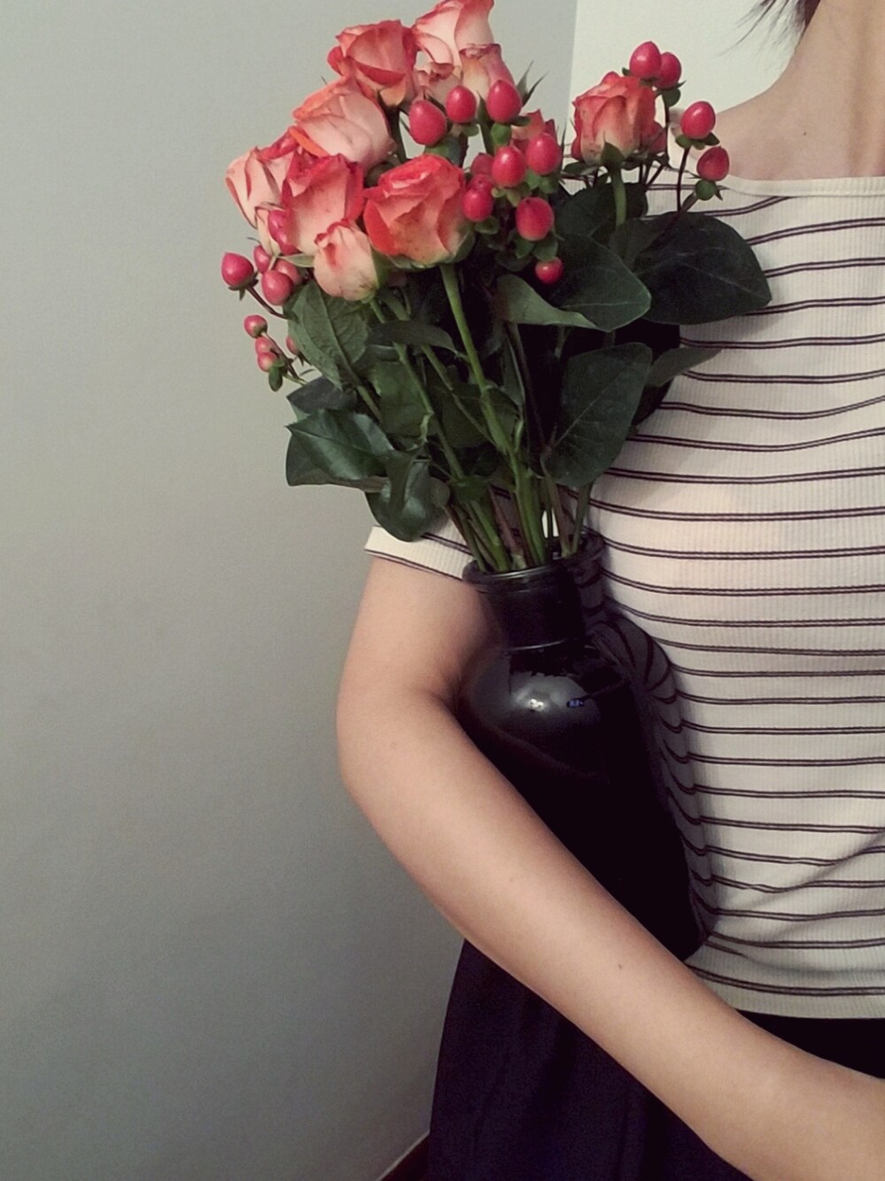 「FOREVER 21、rose」｜「FOREVER 21のアイテム（Tシャツ/カットソー、ベージュ系）」を使った、hibabyamberさん（レディース・169cm）の夏コーディネートの1枚目の写真