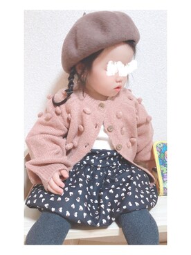 「petit main」｜「アイテム（ハンチング/ベレー帽）」を使った、hono0216さん（キッズ・80cm）の秋コーディネート