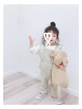 「petit main」｜「アイテム（オールインワン・サロペット）」を使った、hono0216さん（キッズ・80cm）の冬コーディネート