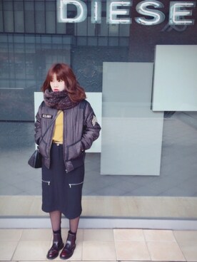 「CELINE」｜「アイテム（ブルゾン）」を使った、nachiさん（レディース・153cm）の冬コーディネート