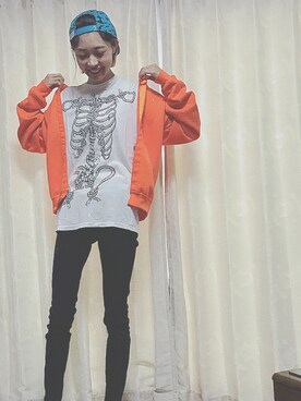 「blue」｜「アイテム（パーカー）」を使った、ほたてさん（レディース・173cm）の秋コーディネート