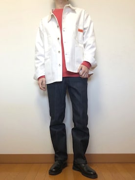 「アイテム（スラックス、ブルー系）」を使った、NITAさん（メンズ・170cm）の春コーディネート