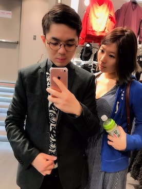 「A&F（エーアンドエフ）のアイテム（スタジャン）」を使った、慢慢さん（レディース・164cm）の冬コーディネート