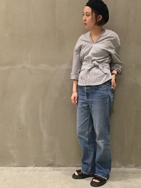 「JOURNAL STANDARD relume（ジャーナルスタンダード　レリューム）のアイテム（ハンチング/ベレー帽）」を使った、JOURNAL STANDARD relume 西宮ガーデンズ店スタッフさん（レディース・155cm）の夏コーディネート