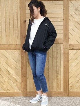 「Champion（チャンピオン）のアイテム（ブルゾン）」を使った、JOURNAL STANDARD relume 西宮ガーデンズ店スタッフさん（レディース・172cm）の冬コーディネート