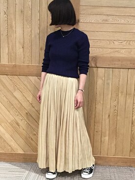 「アイテム（スカート、ゴールド系）」を使った、JOURNAL STANDARD relume 西宮ガーデンズ店スタッフさん（レディース・157cm）の冬コーディネート