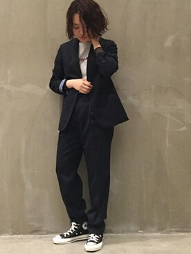 「JOURNAL STANDARD relume（ジャーナルスタンダード　レリューム）のアイテム（ノーカラージャケット）」を使った、JOURNAL STANDARD relume 西宮ガーデンズ店スタッフさん（レディース・155cm）の春コーディネート