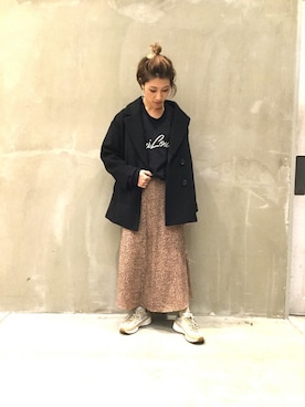 「JOURNAL STANDARD relume（ジャーナルスタンダード　レリューム）のアイテム（ピーコート）」を使った、JOURNAL STANDARD relume 西宮ガーデンズ店スタッフさん（レディース・165cm）の秋コーディネート