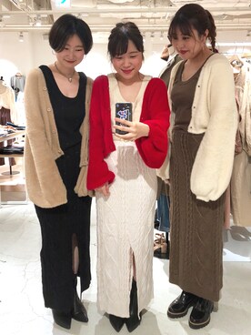 「mystic（ミスティック）のケーブルロングスカート（スカート）」を使った、shitomiさん（レディース・156cm）の秋コーディネート