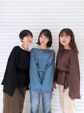 「mystic（ミスティック）のケーブルロングスカート（スカート）」を使った、shitomiさん（レディース・156cm）の秋コーディネート