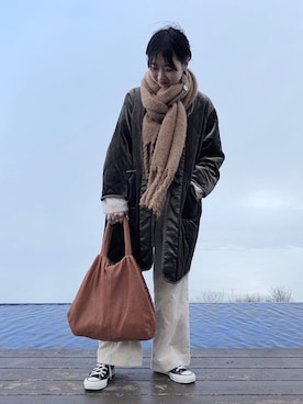 「mystic（ミスティック）のアイテム（ダウンジャケット/コート、グリーン系）」を使った、shitomiさん（レディース・156cm）の秋コーディネート