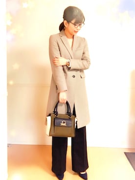 「ユナイテッドアローズ」｜「アイテム（チェスターコート）」を使った、ryokoさん（レディース・165cm）の春コーディネート