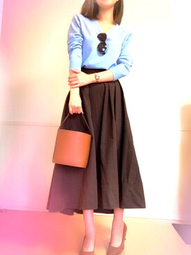 ryoko使用「BEAUTY&YOUTH UNITED ARROWS（BY ウールカシミヤブレンドVネックニット）」的時尚穿搭