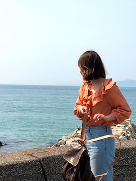 「CELINE（セリーヌ）のアイテム（バックパック/リュック）」を使った、m---＊さん（レディース・156cm）の春コーディネート