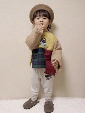 「FITH（フィス）のアイテム（帽子）」を使った、shoeitaさん（キッズ・90cm）の冬コーディネート