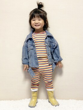 「BREEZE（ブリーズ）のアイテム（レインシューズ）」を使った、shoeitaさん（キッズ・90cm）の春コーディネート