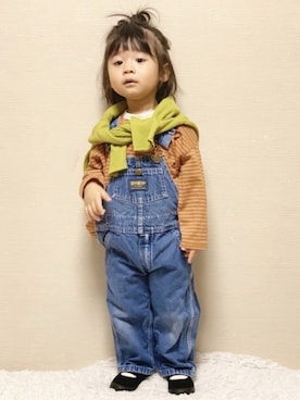 「アイテム（バレエシューズ、ブラック系）」を使った、shoeitaさん（キッズ・90cm）の春コーディネート