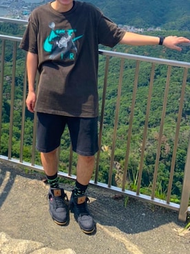 「NIKE（ナイキ）のアイテム（Tシャツ/カットソー、ブラック系）」を使った、ナノさん（メンズ・175cm）の夏コーディネート
