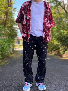 「patagonia（パタゴニア）のアイテム（シャツ/ブラウス、レッド系）」を使った、ナノさん（メンズ・175cm）の秋コーディネート