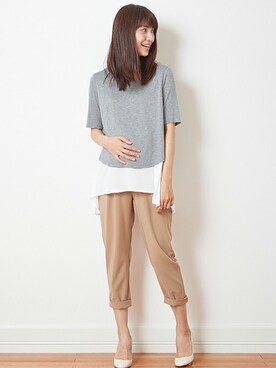 「アイテム（マタニティウェア/グッズ、グレー系）」を使った、sweet mommyさん（レディース・166cm）の春コーディネート