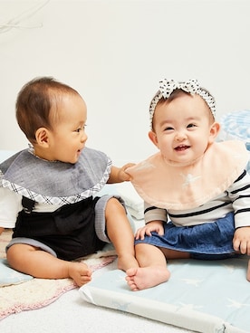 「アイテム（スタイ/よだれかけ、オレンジ系）」を使った、sweet mommyさん（キッズ・68cm）の秋コーディネート