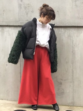 「アイテム（ブーティ）」を使った、Ｒさん（レディース・158cm）の秋コーディネート