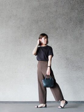 「ブラウン×ブラック」｜「アイテム（サンダル）」を使った、miuqloさん（レディース・155cm）の夏コーディネート