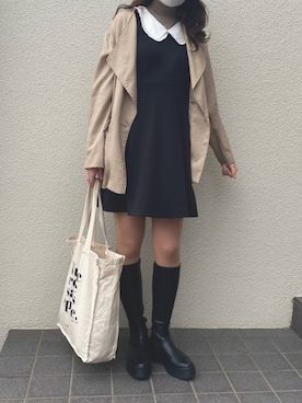 「archives（アルシーヴ）のアイテム（ノーカラージャケット）」を使った、浦上うかさん（レディース・164cm）の春コーディネート