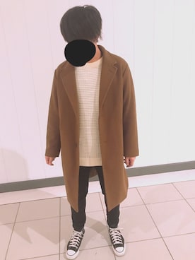 「niko and...（ニコアンド）のアイテム（チェスターコート）」を使った、たくあんさん（メンズ・173cm）の冬コーディネート