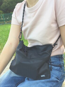 「UNIQLO（ユニクロ）のクルーネックT（半袖）（Tシャツ/カットソー、ピンク系）」を使った、chiro...さん（レディース・158cm）の夏コーディネート