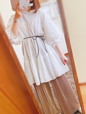 「大学生コーデ」｜「アイテム（チュニック）」を使った、maroru✲*ﾟさん（レディース・148cm）の春コーディネート