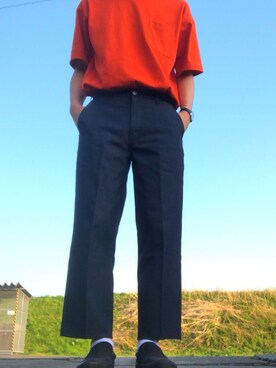 「Levi's（リーバイス）の【雑誌掲載アイテム】スタプレ ワイドレッグ クロップ カットオフデニム （デニムパンツ、ブルー系）」を使った、しょーさん（メンズ・176cm）の春コーディネート