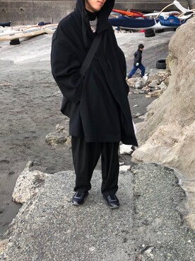 「SHINYAKOZUKA（シンヤコヅカ）のアイテム（モッズコート）」を使った、jinさん（メンズ・182cm）の春コーディネート